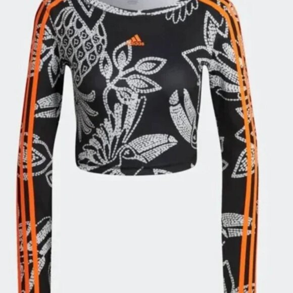 NWOT adidas X FARM Rio Crop Long Sleeve Shirt | Black X Small - Picture 4 of 7